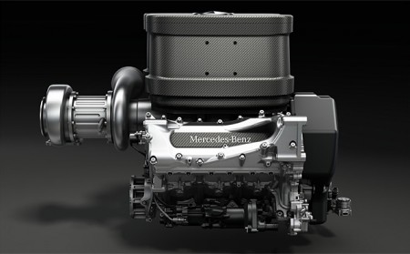 Early image of Mercedes turbo V6 for 2014.