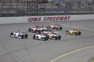 The green flag drops on the 2013 Sukup 100. -- Photo by Shawn Gritzmacher, INDYCAR