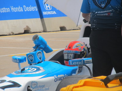 James Hinchcliffe in his pit during Practice 2